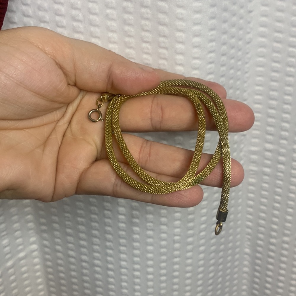 Gold Fine Braided Chain Necklace - Picture 11 of 14